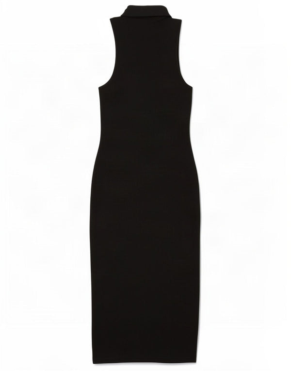 Zara Vestido tipo jersey sin mangas para mujer UK 40 Mediano Algodón negro