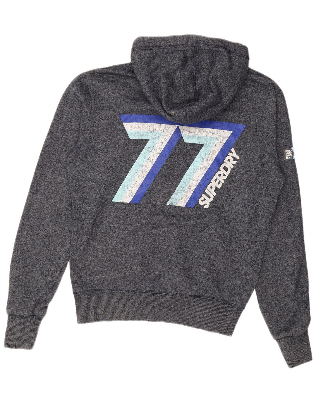 SUPERDRY Suéter con capucha y cremallera gráfica para hombre Algodón azul marino mediano