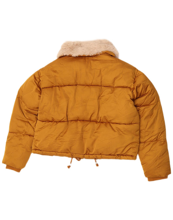 Topshop Chaqueta acolchada extragrande corta para mujer UK 10 Small Poliéster amarillo