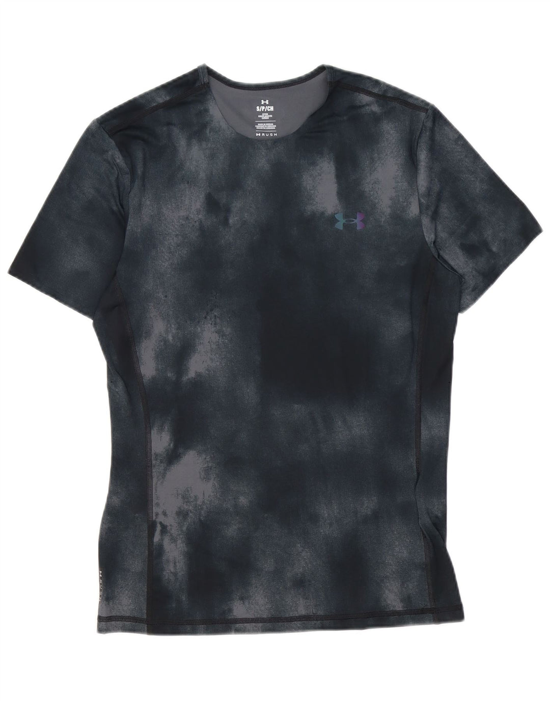 Under Armour Camiseta ajustada para hombre Top pequeño poliéster teñido anudado negro