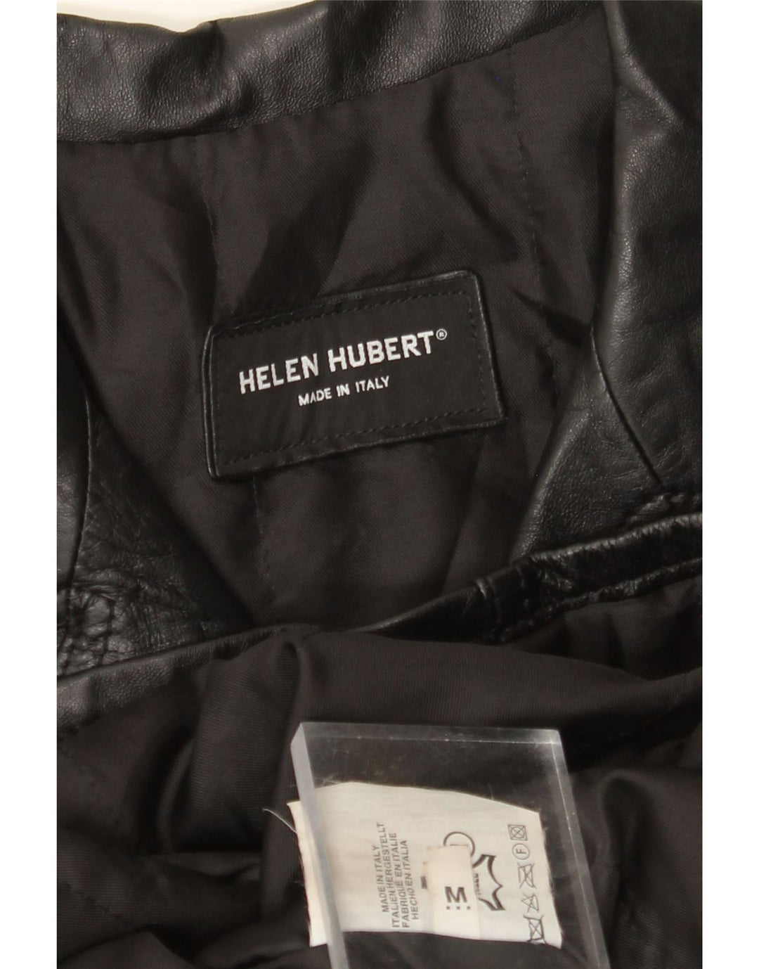 HELEN HUBERT Chaqueta de cuero para hombre UK 38 Medium Black Leather