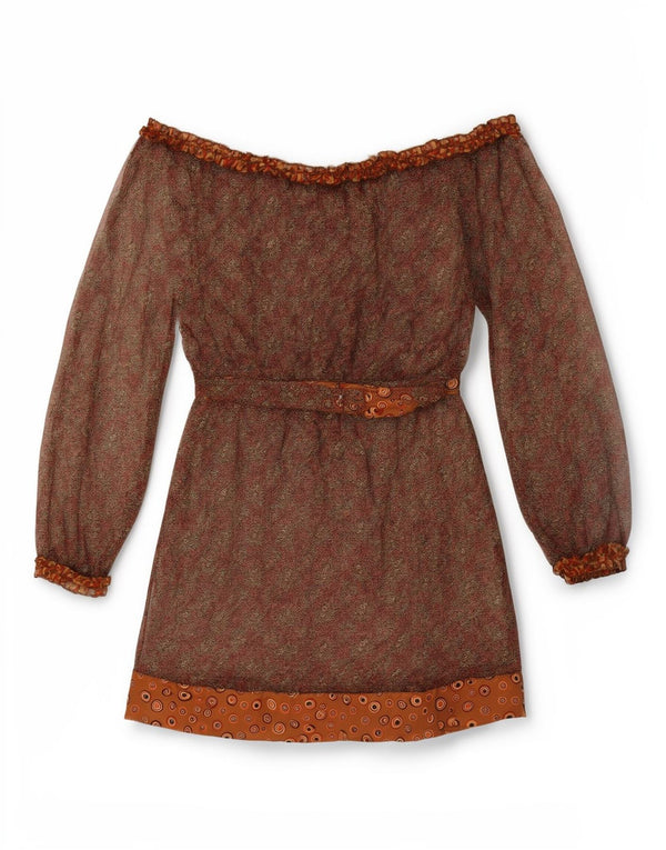 Liu Jo Vestido con Hombros Descubiertos para Mujer UK 44 Marrón Medio Bohemio