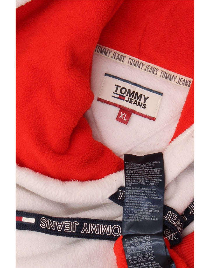 TOMMY HILFIGER Jersey polar con capucha para hombre XL Rojo Colorblock Poliéster