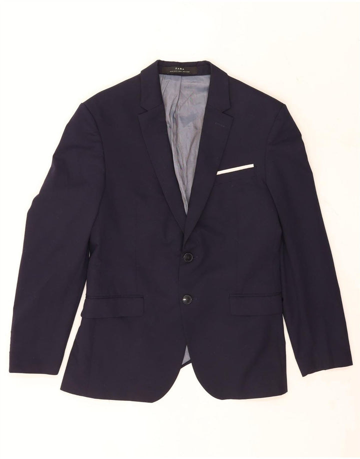 Zara Chaqueta tipo blazer de 2 botones para hombre EU 46 Small Viscosa azul marino