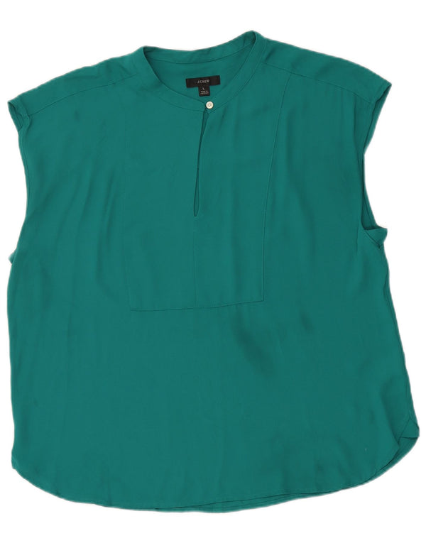 J. Crew Blusa para mujer Top UK 46 Poliéster verde grande
