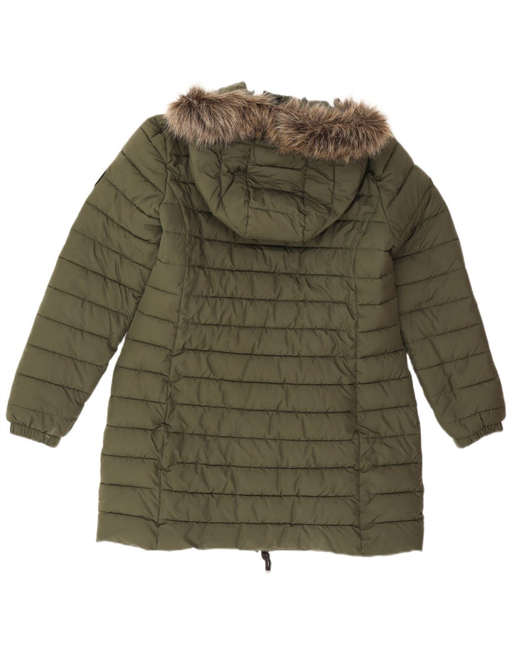 Superdry Abrigo acolchado con capucha para mujer UK 44 Poliéster caqui grande