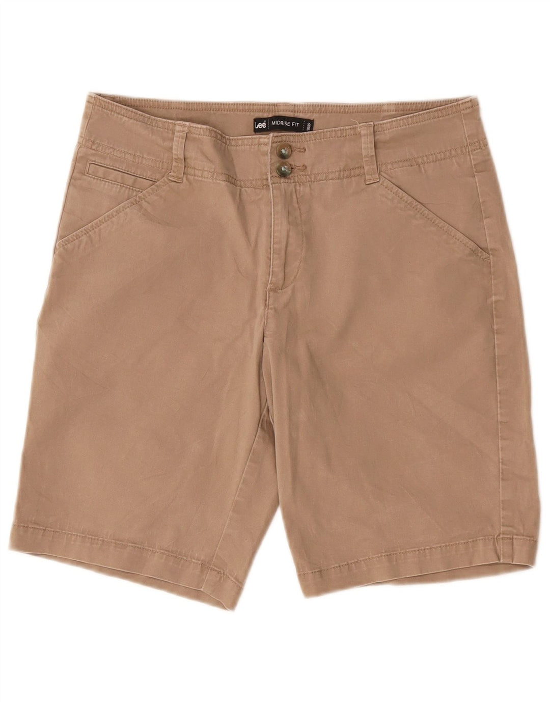 LEE Pantalones cortos casuales para mujer de talle medio US 6 mediano W32 algodón beige