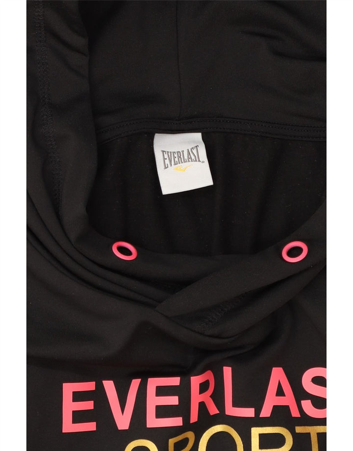EVERLAST Womens Graphic Hoodie Jumper UK 10 Small Black Polyester Vintage Everlast and Second-Hand Everlast from Messina Hembry 