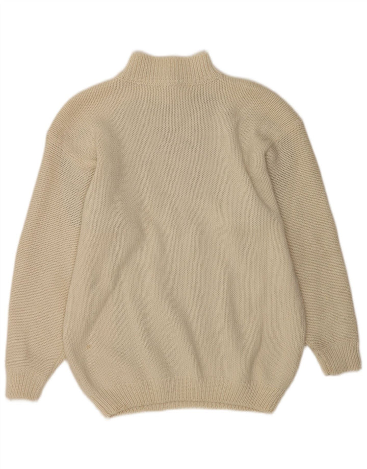 Vintage mujer botón cuello jersey suéter Reino Unido 16 grande blanco apagado