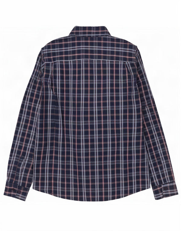 Camisa Wrangler Hombre Medium Azul Marino Cuadros Algodón