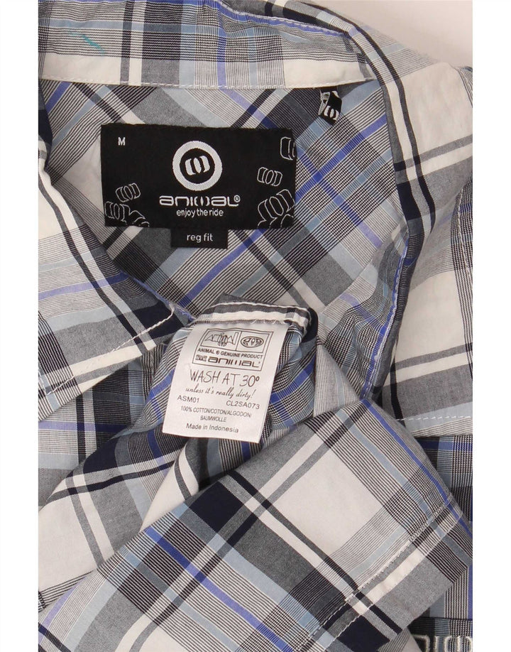 Camisa de manga corta para hombre Animal Algodón a cuadros azul medio