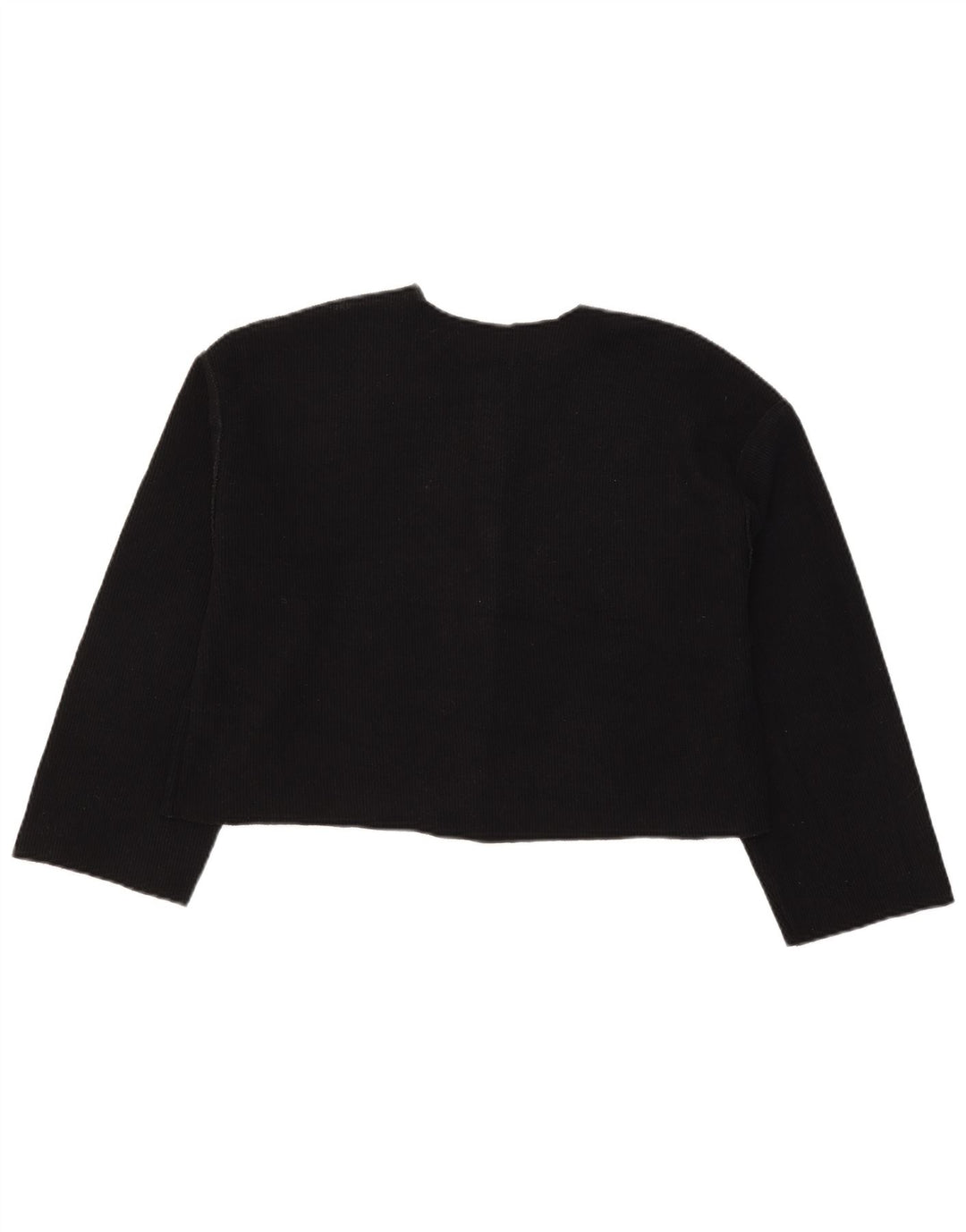Zara Mujer Crop Cardigan Suéter UK 12 Medio Negro Poliéster