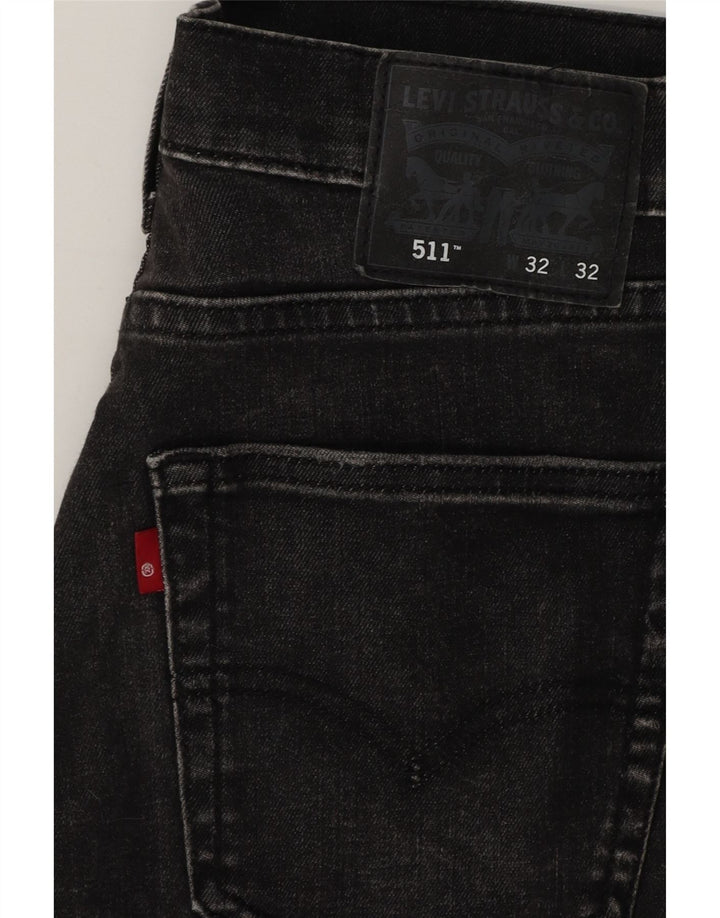 Levi's Hombre 511 Slim Jeans W32 L32 Algodón Negro