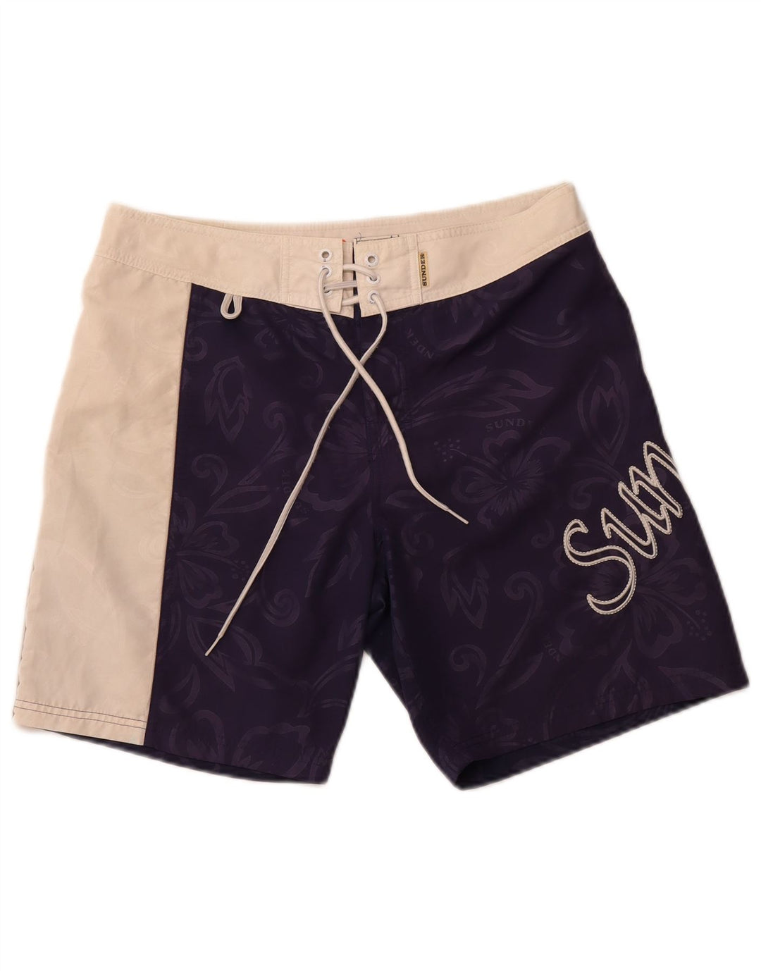 SUNDEK Shorts de baño gráficos para hombre Poliéster floral azul marino mediano