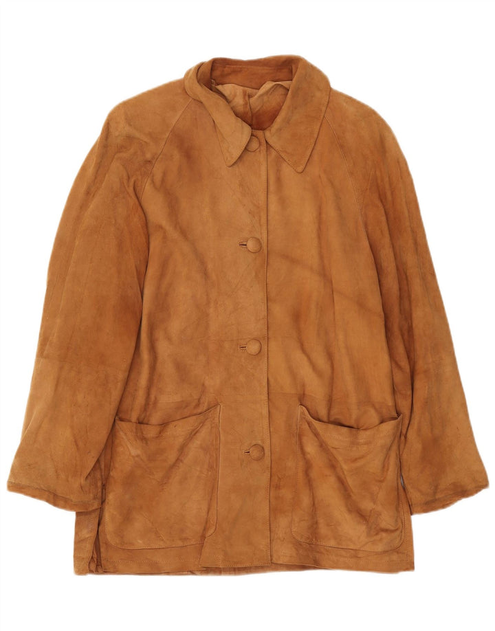 VINTAGE Chaqueta de ante para mujer IT 42 Cuero beige medio