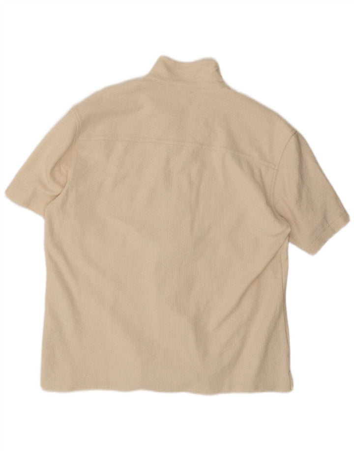 Zara Hombre Camisa Manga Corta Grande Algodón Blanco Roto