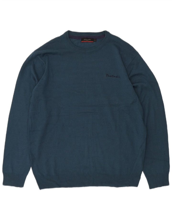 Pierre Cardin - Jersey de cuello redondo para hombre, talla grande, acrílico azul marino