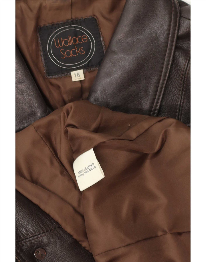 Wallace Sacks Chaqueta de cuero para mujer Reino Unido 46 Grande Marrón