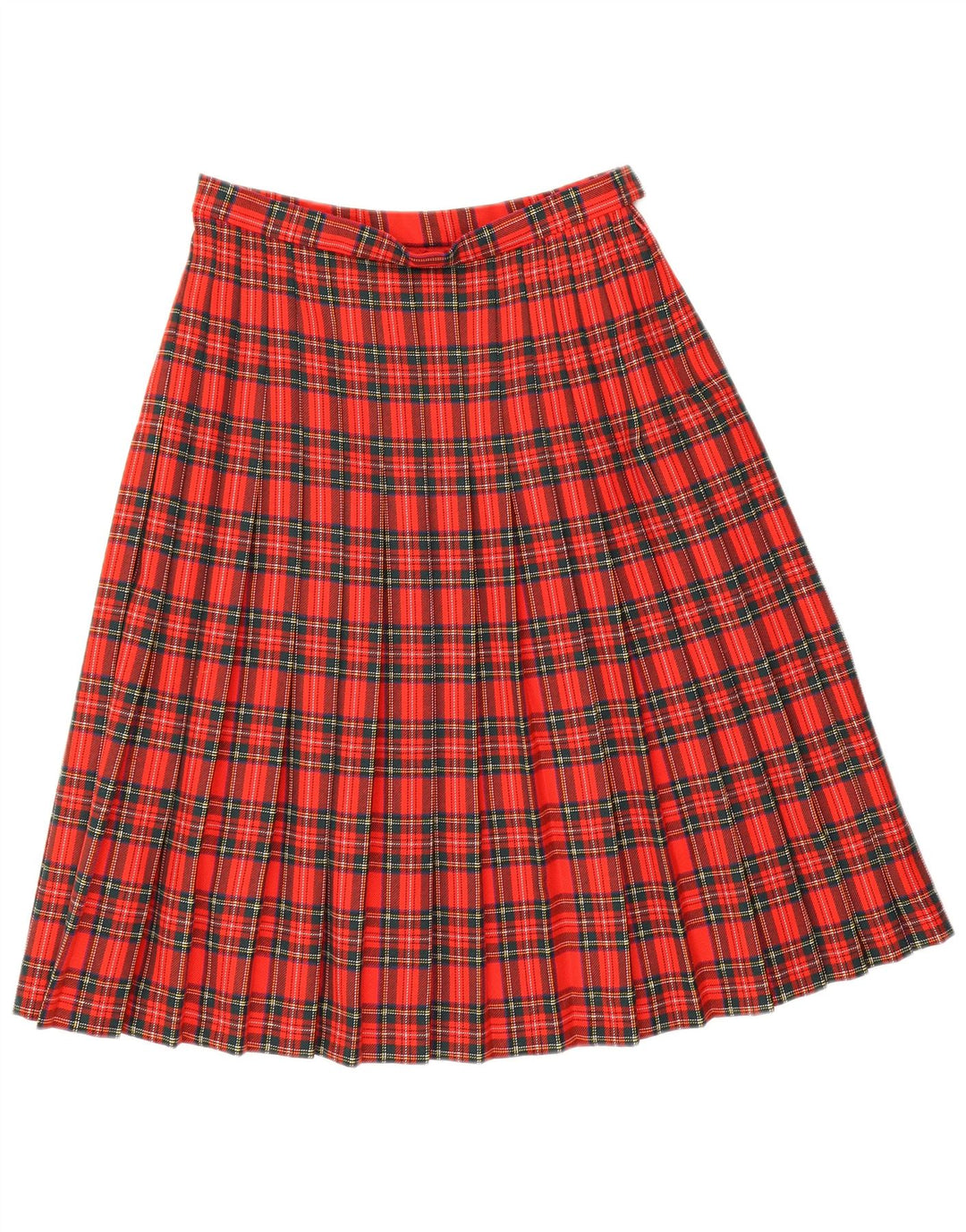 Falda plisada vintage para mujer W28 Cheque rojo medio