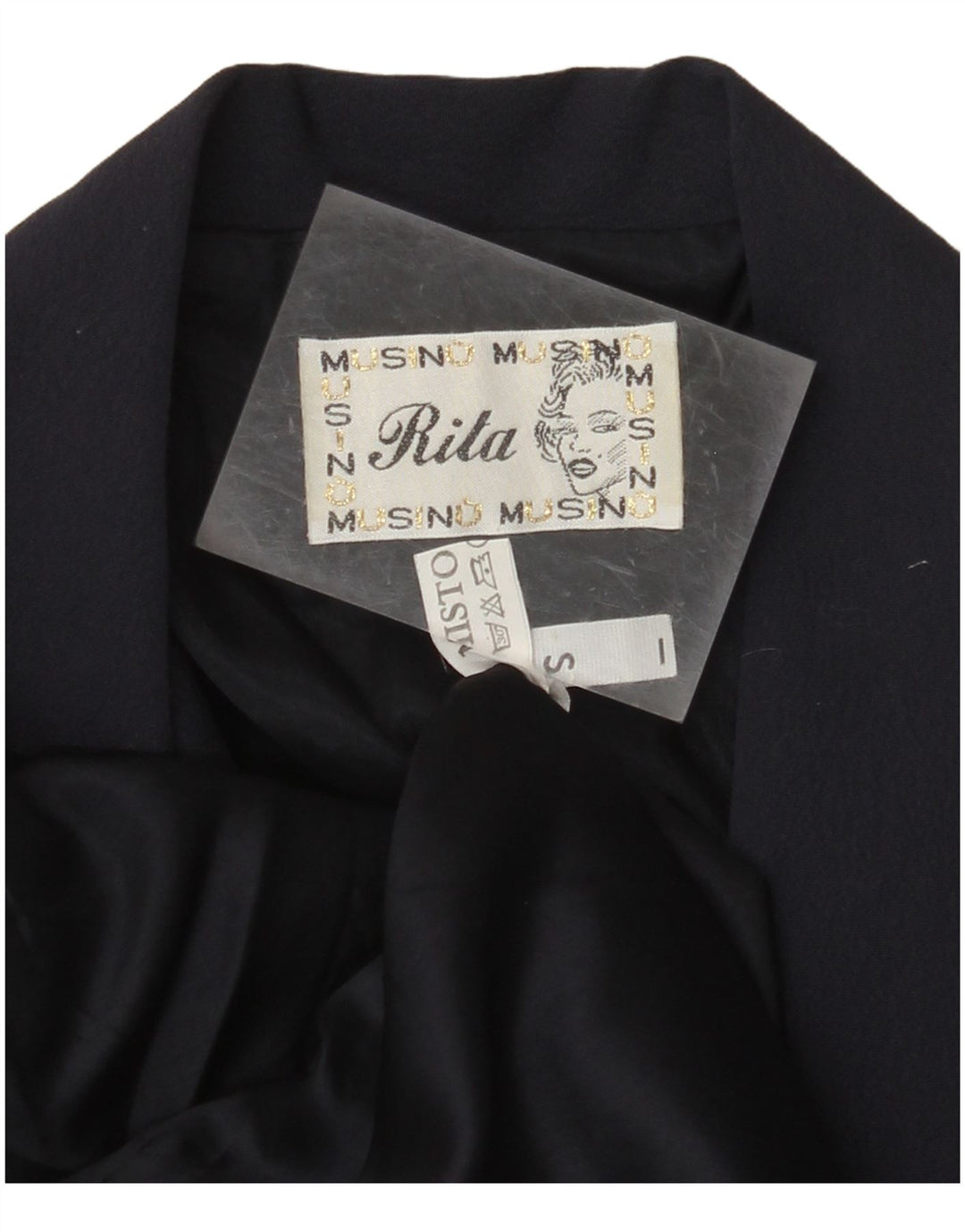 VINTAGE Mujer Longline Blazer Chaqueta Reino Unido 10 Pequeño Azul Marino