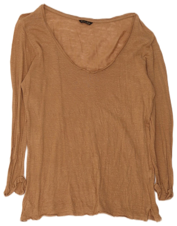 Massimo Dutti Top Mujer Manga Larga UK 44 Grande Marrón Moteado