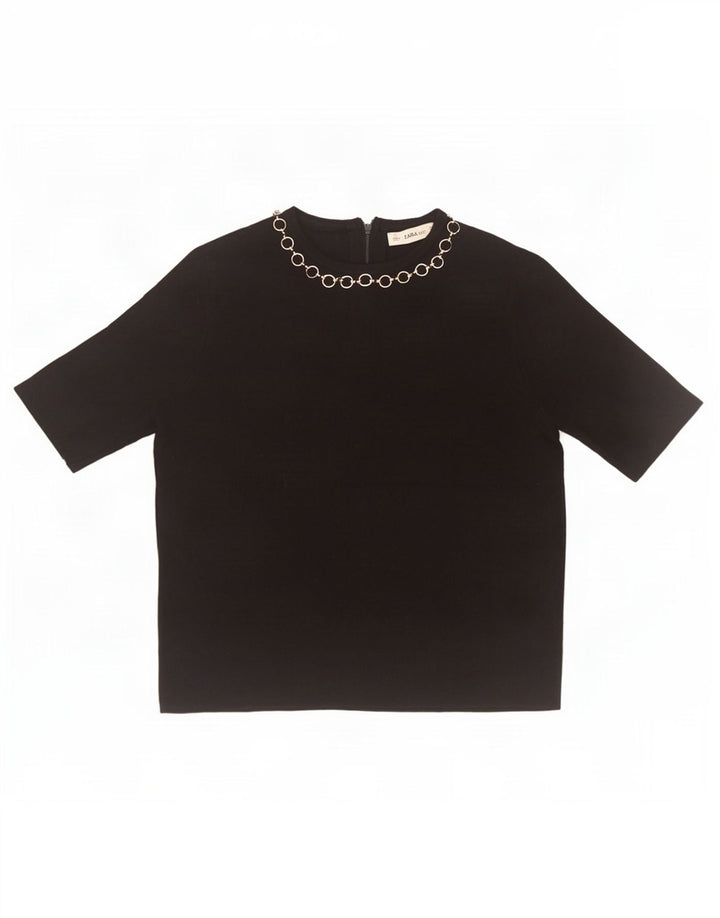 Zara Mujer Blusa Top UK 10 Small Negro