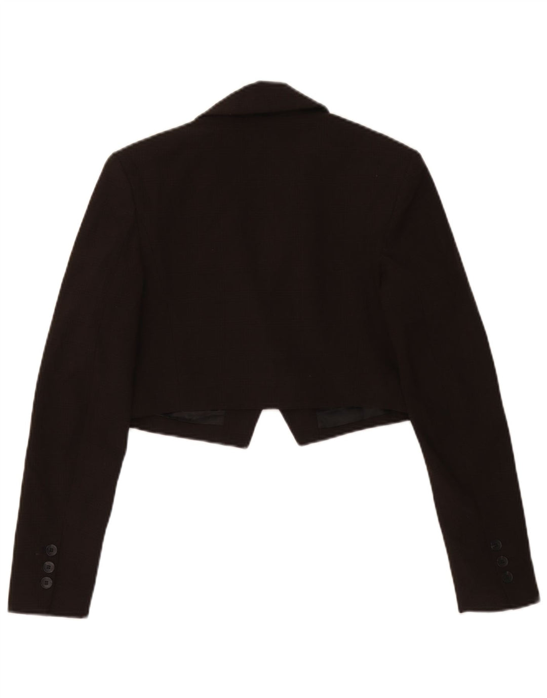 Zara Mujer Crop 1 Botón Blazer Chaqueta UK 6 XS Marrón Pata De Gallo