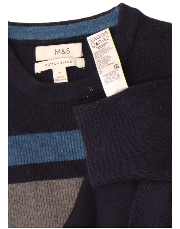Marks & Spencer Jersey De Cuello Redondo Para Hombre Color Block Azul Marino Mediano