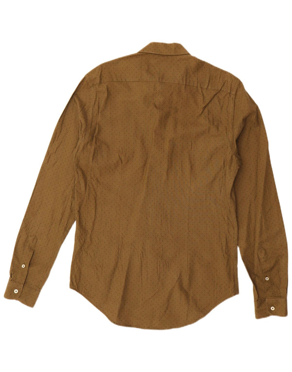 Zara Hombre Camisa Slim Fit Algodón Moteado Caqui Medio