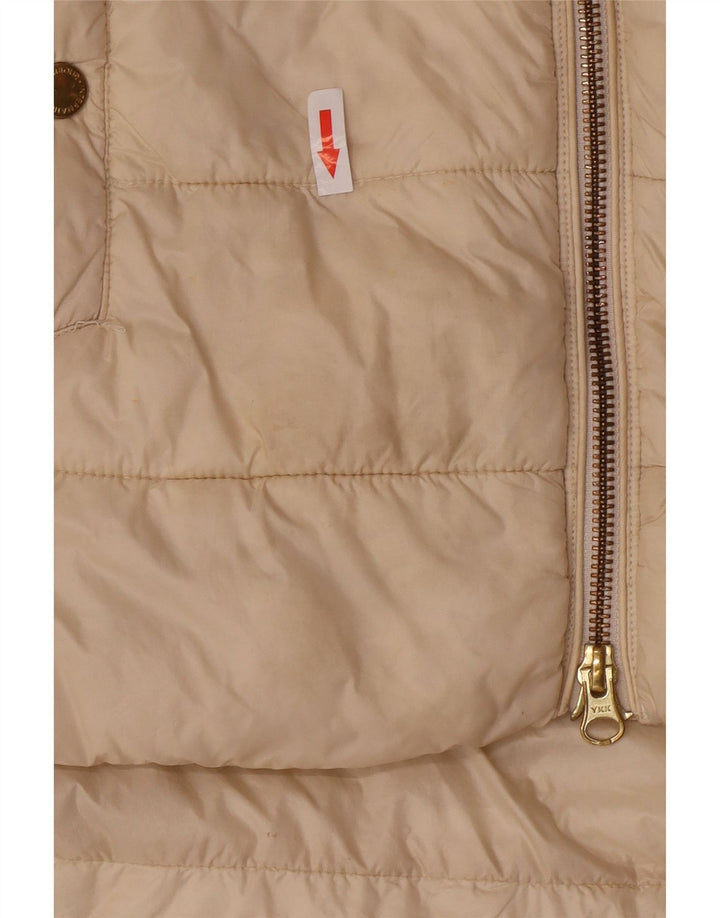 Barbour Abrigo acolchado con capucha para mujer UK 10 Small Beige Poliamida