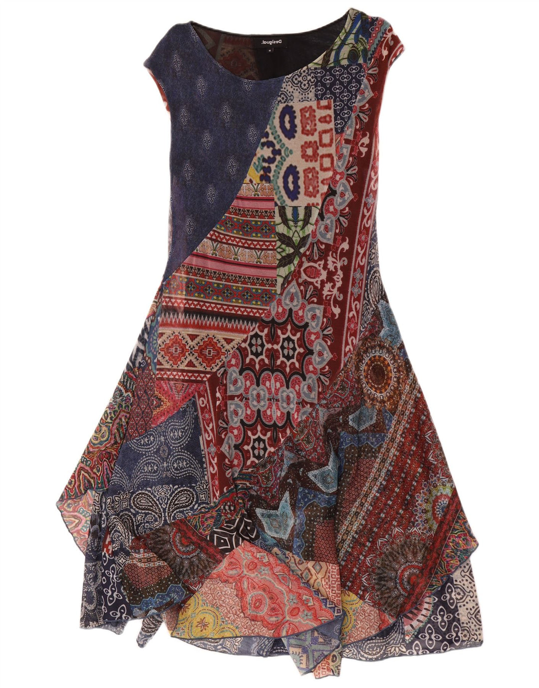 Desigual Vestido Asimétrico para Mujer Reino Unido 40 Mediano Paisley Multicolor