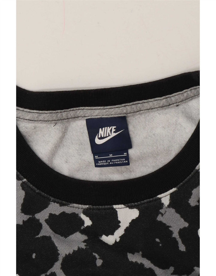 Nike - Sudadera para mujer, talla 40, talla mediana, color negro, estampado animal