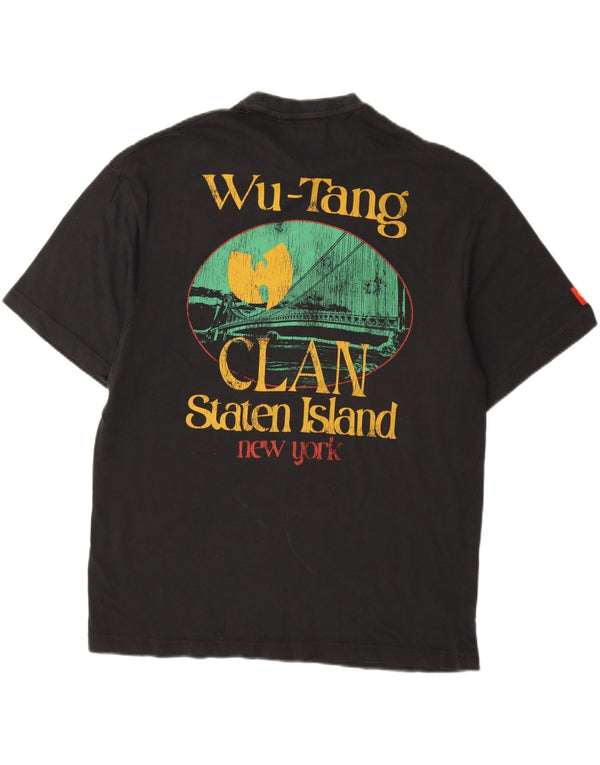 Zara Hombre Camiseta Estampada Holgada Top Pequeño Algodón Negro