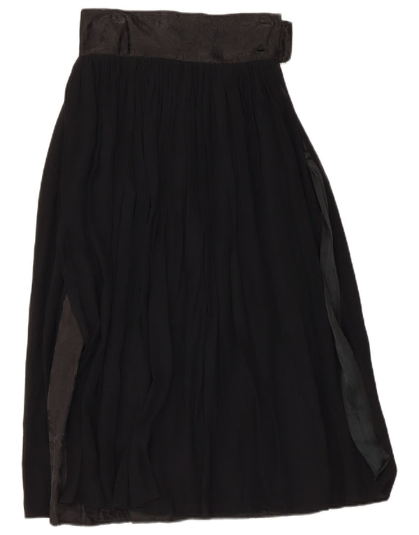 Falda midi vintage de cintura alta para mujer IT 42 Mediana W26 Viscosa negra