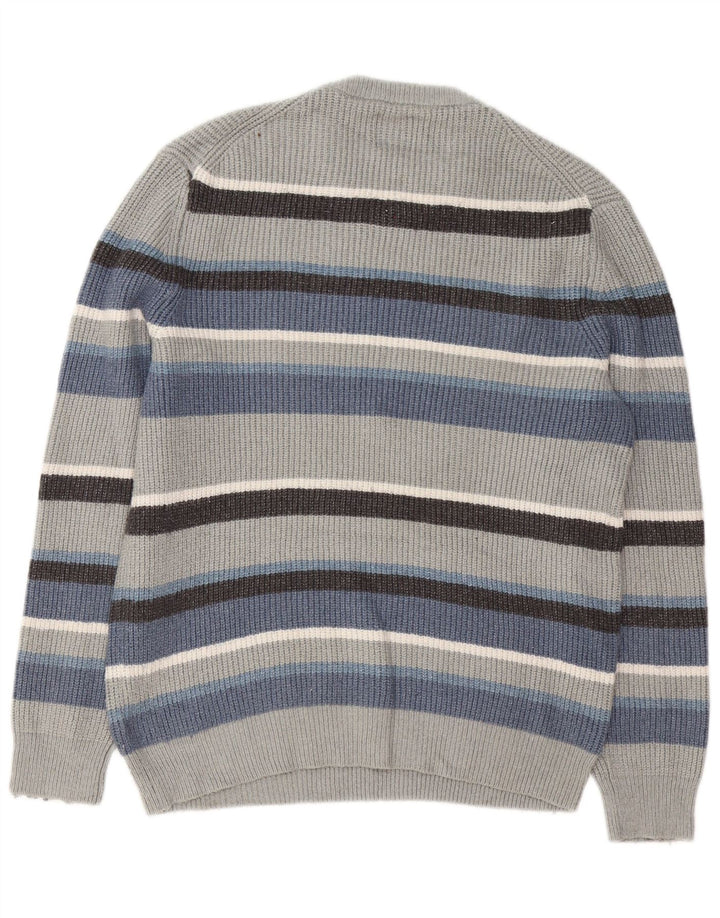 Marks & Spencer - Jersey de cuello redondo para hombre, talla grande, poliamida a rayas grises