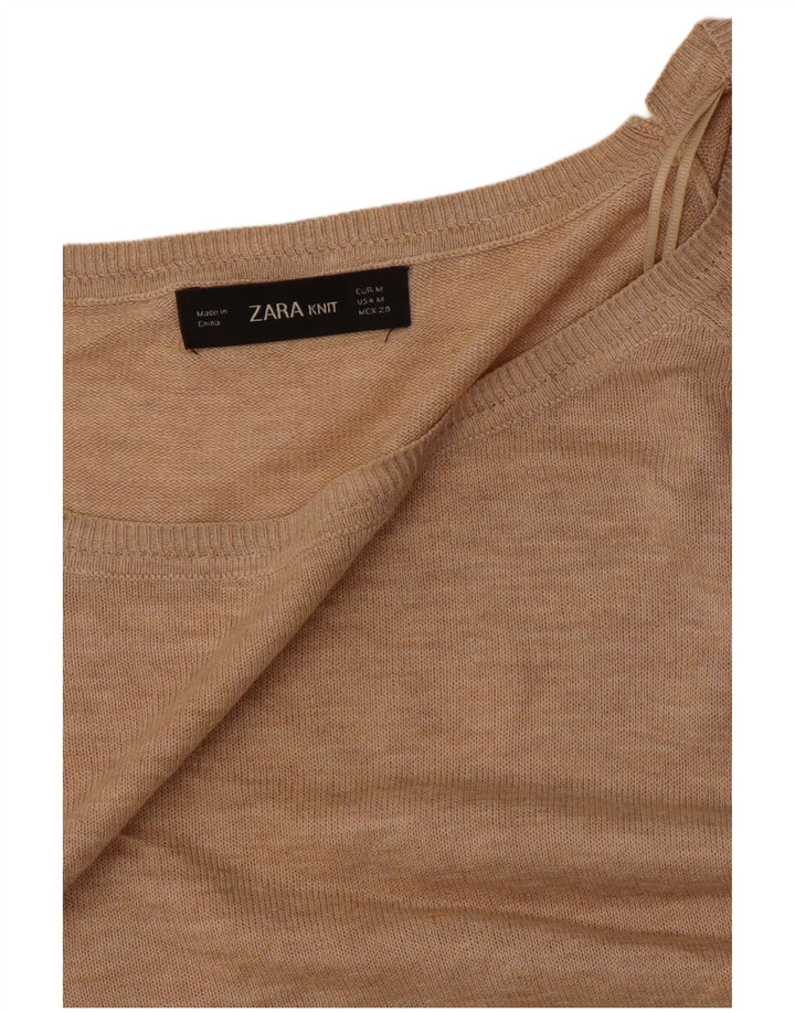 Zara - Jersey extragrande con cuello barco para mujer, talla 40, color beige medio