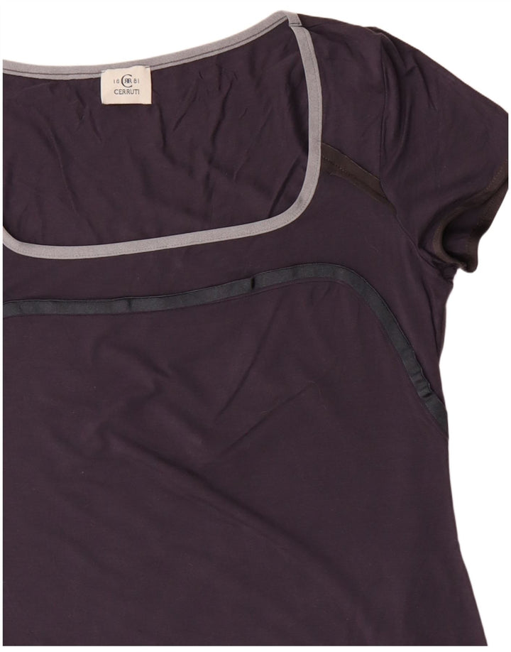 CERRUTI 1881 Camiseta Mujer Top UK 40 Medium Azul Marino Viscosa
