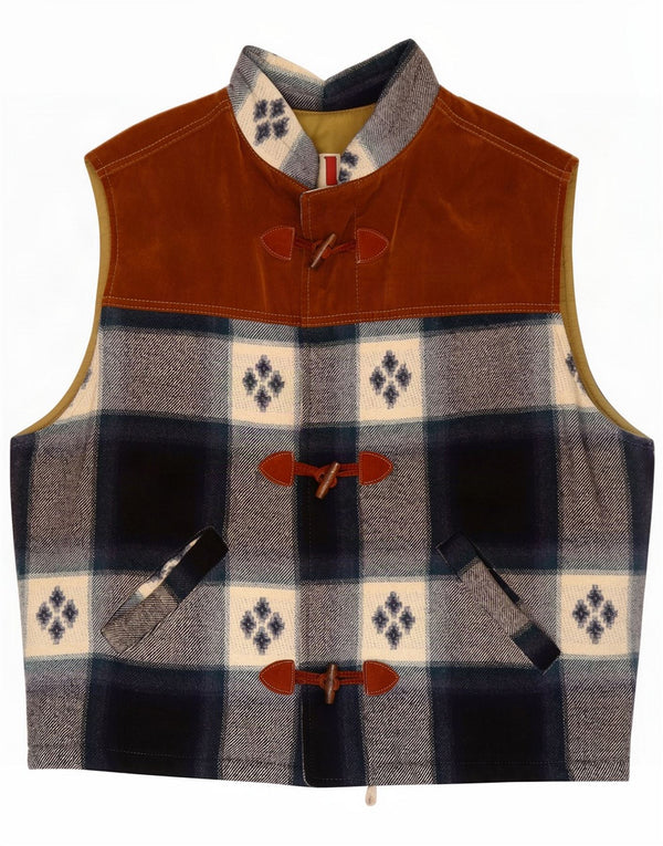 Chaleco vintage para hombre UK 42 XL Cuadros multicolor