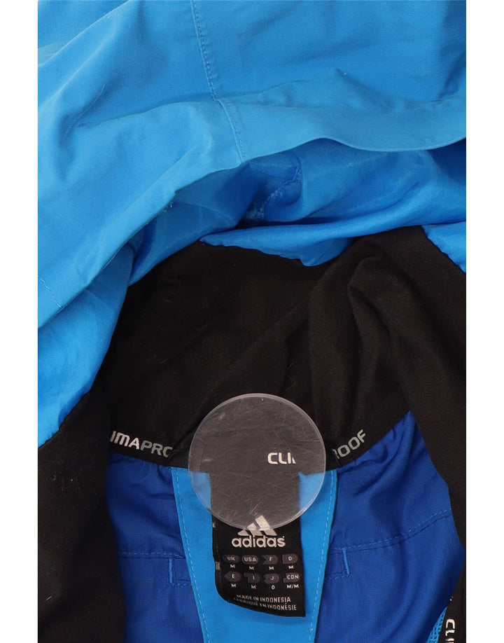 ADIDAS Mens Clima Proof Hooded Rain Jacket UK 38 Medium Blue Nylon
