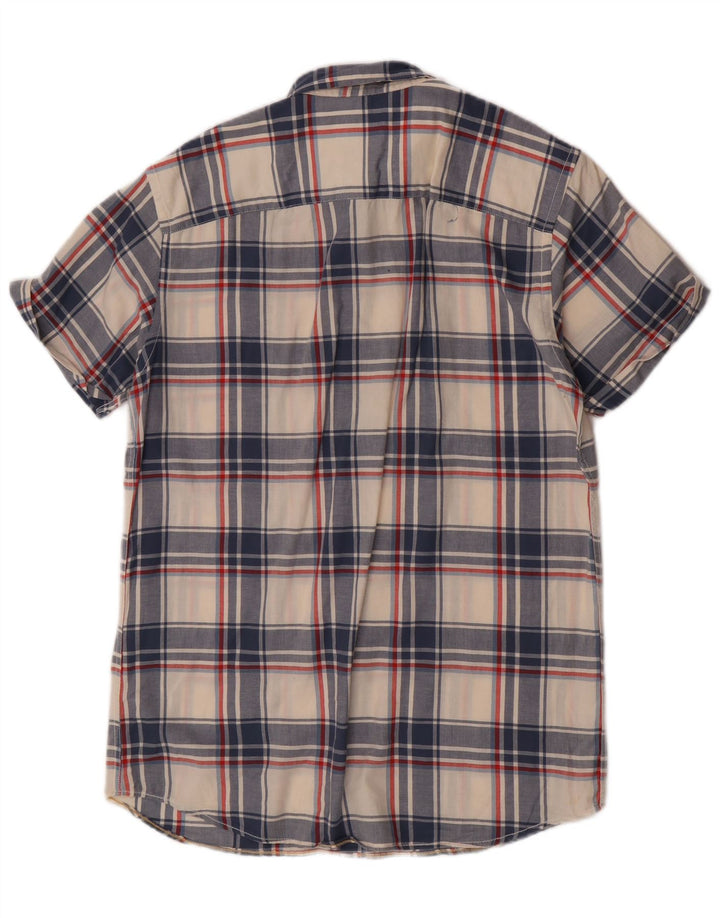 Jack & Jones Hombre Camisa De Manga Corta De Algodón A Cuadros Azul Grande