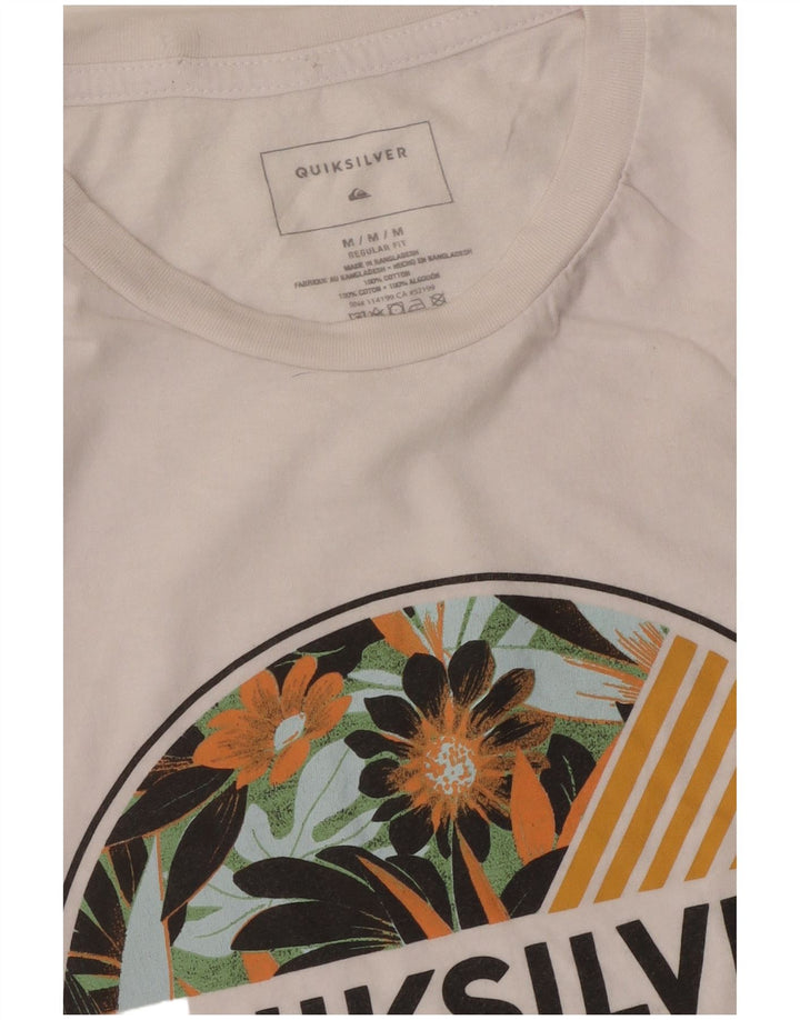 Quiksilver Camiseta con gráfico de ajuste regular para mujer UK 44 Algodón blanco mediano