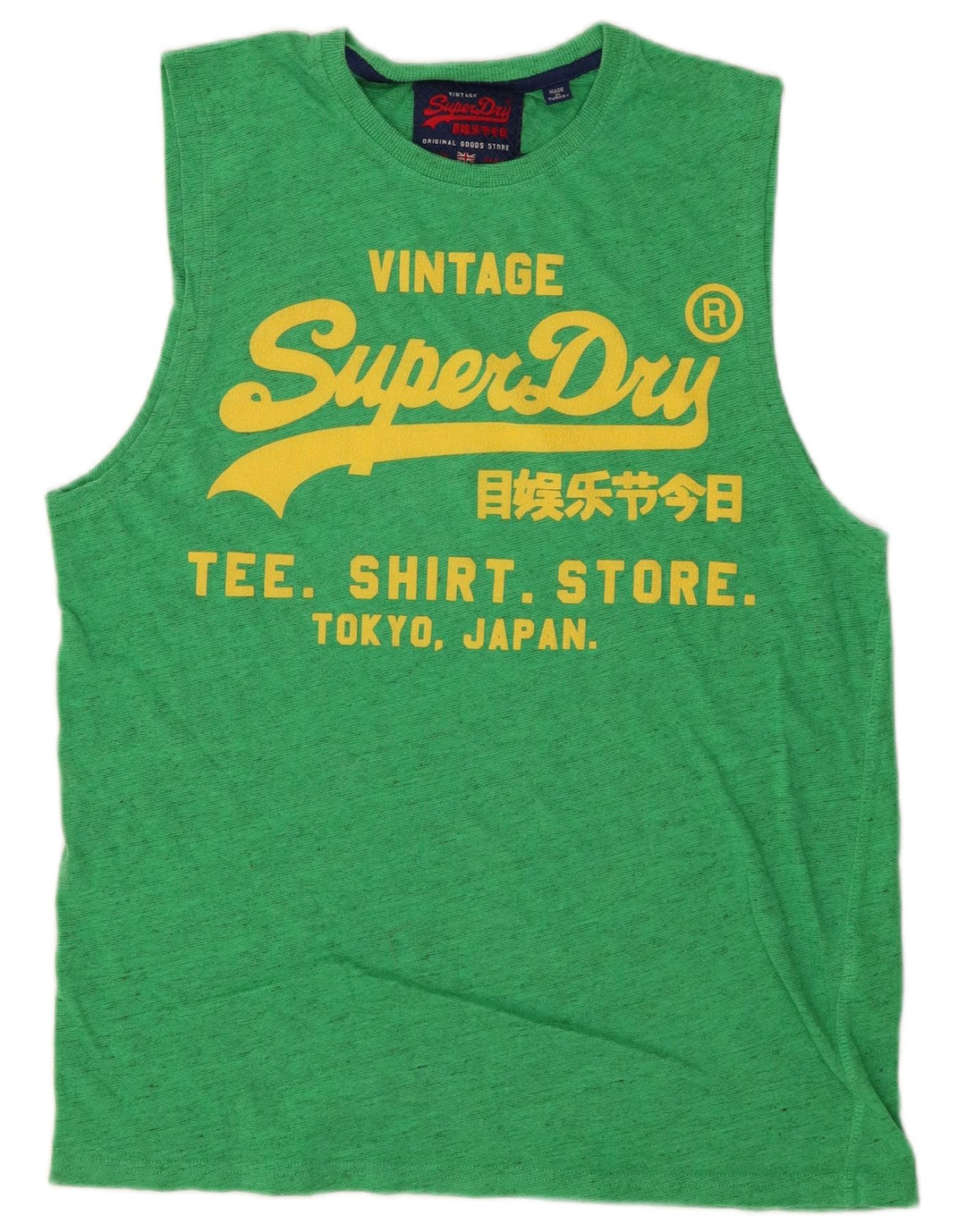 SUPERDRY Camiseta gráfica para hombre Top grande de algodón moteado verde