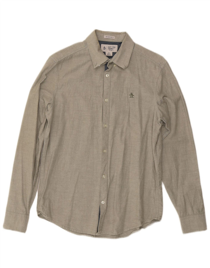 Camisa Penguin Heritage Slim Fit De Algodón Caqui Medio
