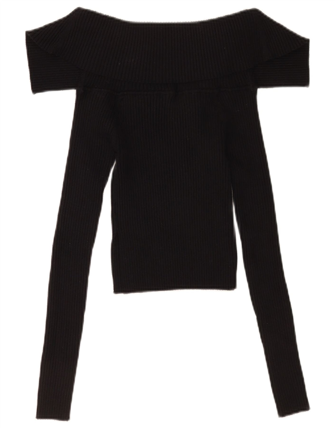 Zara Mujer Crop Top Manga Larga UK 8 Small Negro