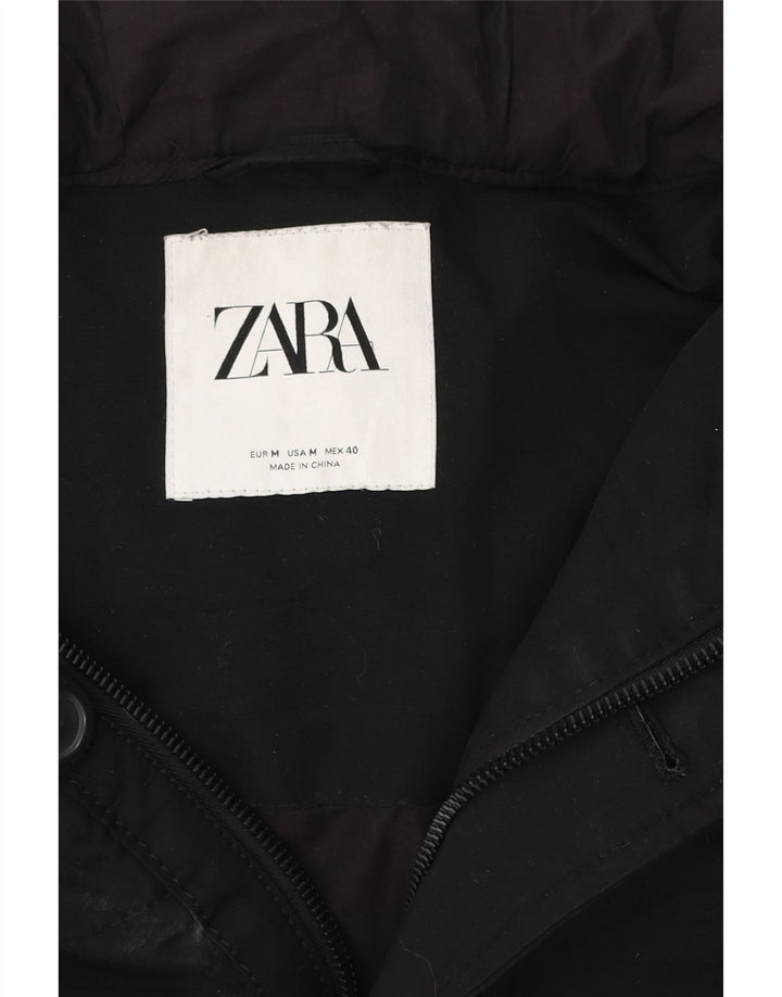 Zara Hombre Chaqueta Acolchada Con Capucha UK 38 Medium Negro