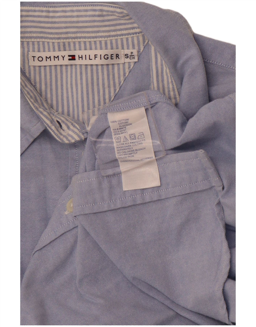 TOMMY HILFIGER Camisa de mujer UK 10 Small Azul Algodón