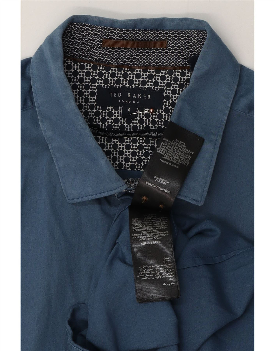 Ted Baker Camisa para hombre Talla 4 Grande Algodón azul