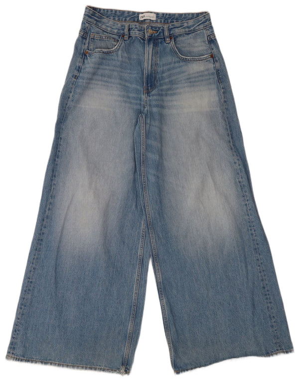 Zara Vaqueros De Pierna Ancha De Cintura Alta Para Mujer EU 40 Medium W30 L32 Azul