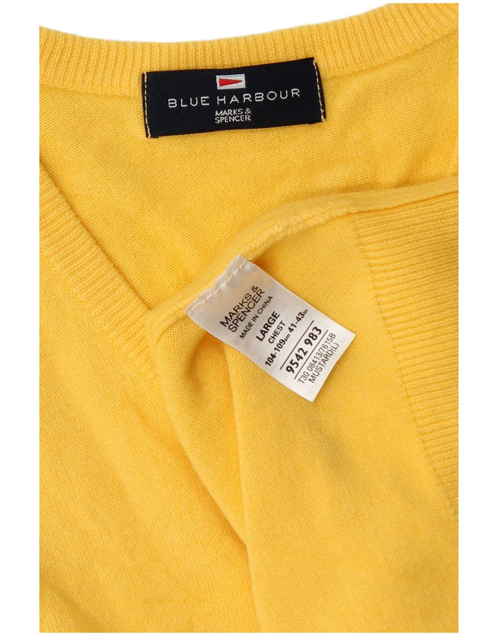 Marks & Spencer - Jersey tipo jersey con cuello en V para hombre, color azul, talla grande, color amarillo
