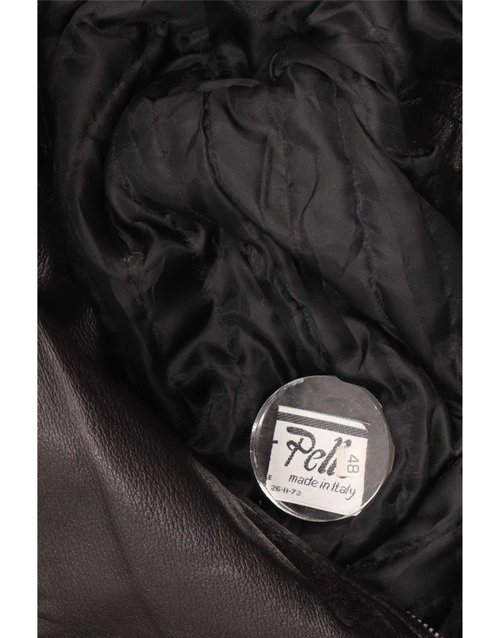 Abrigo de cuero vintage para hombre IT 48 Cuero negro medio